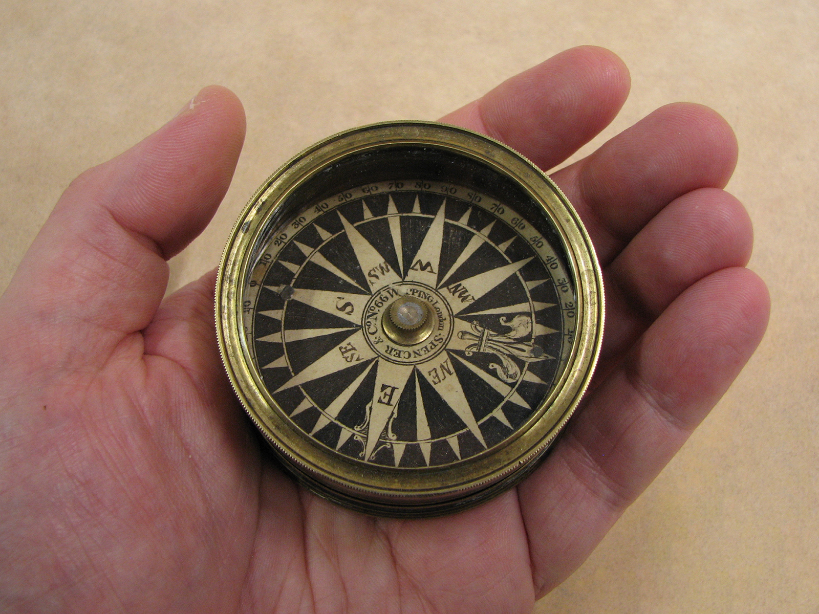 19th century explorers pocket compass by Spencer Browning & Co circa 1840